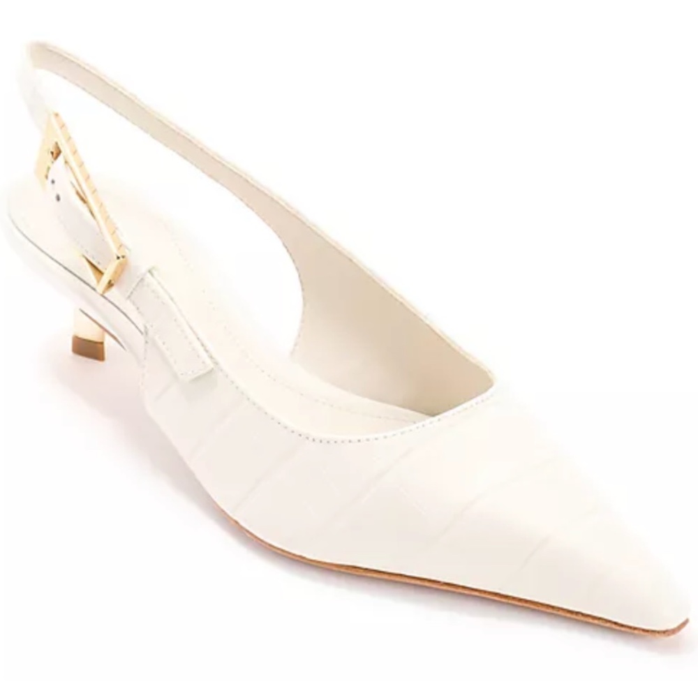 NEW Schutz Women's Ciara Slingback Kitten Heel Pumps - Cultured Pearl